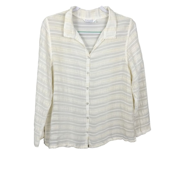 Fresh Produce Striped Semi Sheer Button Down Shirt - Picture 6 of 6